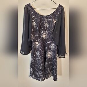 Spin Doctor Black Gothic Dress Bat Wings - S